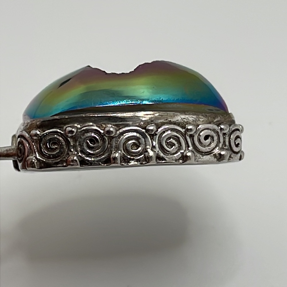 Iridescent Druzy 925 Sterling Silver Pendant - Picture 3 of 9